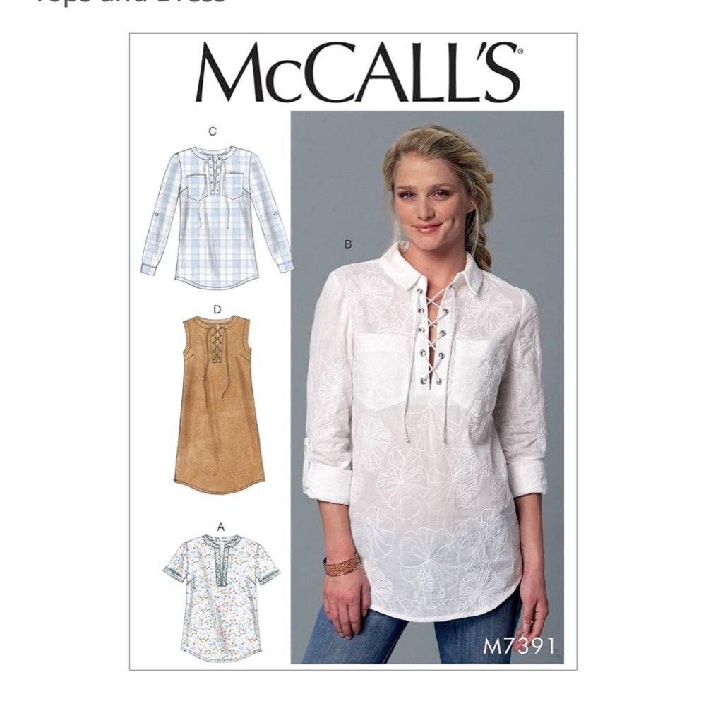 M7391 Misses Split Neck Top Dress Sewing Pattern